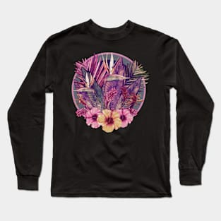 Vintage Bird of Paradise Garden Bouquet Long Sleeve T-Shirt